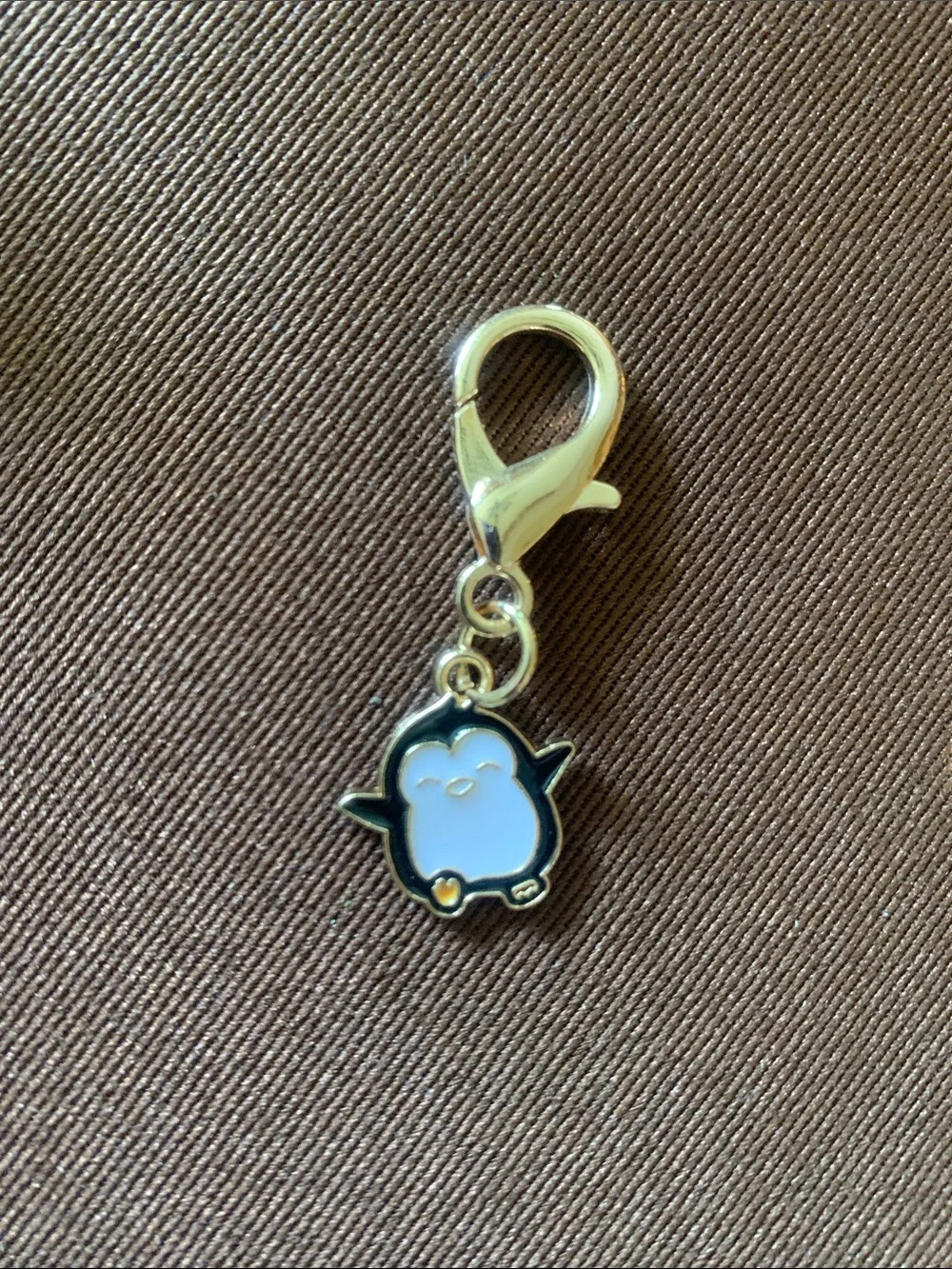 Gold Lobster-Clasp Penguin Charm - Black & White